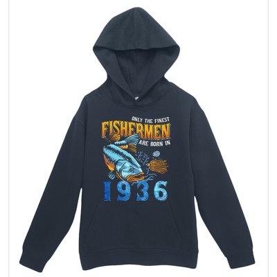 Retro Vintage Fisherman Are Born In 1936 Fishing Birthday Urban Pullover Hoodie