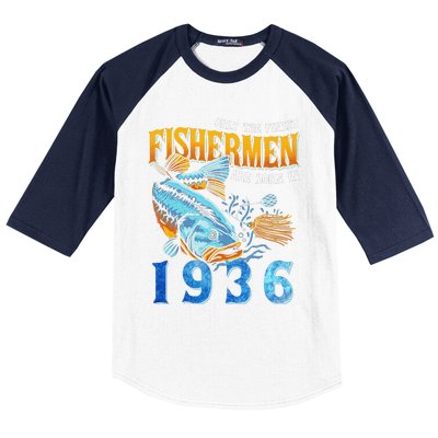 Retro Vintage Fisherman Are Born In 1936 Fishing Birthday Baseball Sleeve Shirt