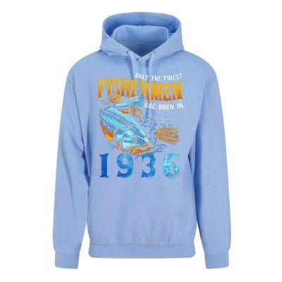 Retro Vintage Fisherman Are Born In 1936 Fishing Birthday Unisex Surf Hoodie