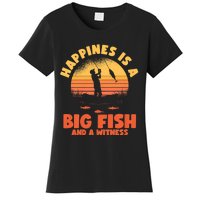 Retro Vintage Fishing Funny Saying Happines Is A Big Fish Women's T-Shirt