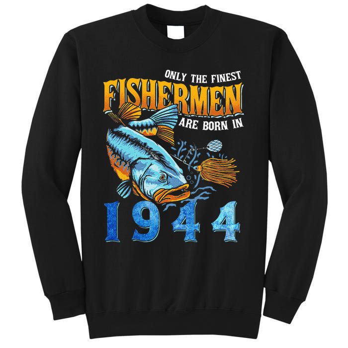 Retro Vintage Fisherman Are Born In 1944 Fishing Birthday Sweatshirt