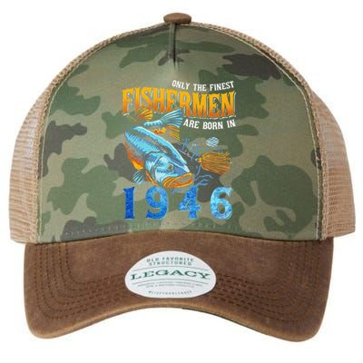 Retro Vintage Fisherman Are Born In 1946 Fishing Birthday Legacy Tie Dye Trucker Hat