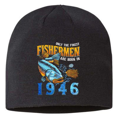 Retro Vintage Fisherman Are Born In 1946 Fishing Birthday Sustainable Beanie