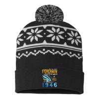 Retro Vintage Fisherman Are Born In 1946 Fishing Birthday USA-Made Snowflake Beanie