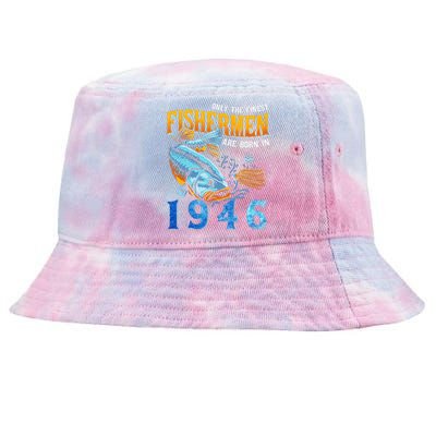 Retro Vintage Fisherman Are Born In 1946 Fishing Birthday Tie-Dyed Bucket Hat