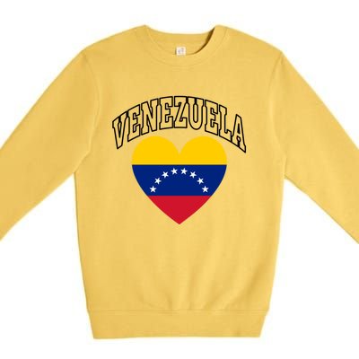 Retro Venezuela Flag Athletic Sport Heart Meaningful Gift Premium Crewneck Sweatshirt