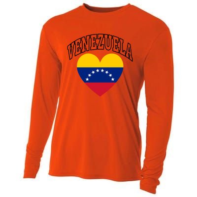 Retro Venezuela Flag Athletic Sport Heart Meaningful Gift Cooling Performance Long Sleeve Crew