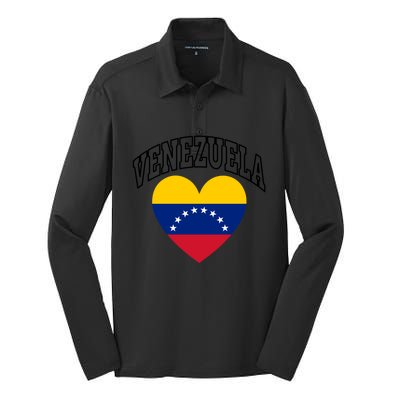 Retro Venezuela Flag Athletic Sport Heart Meaningful Gift Silk Touch Performance Long Sleeve Polo