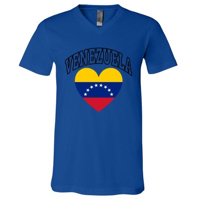 Retro Venezuela Flag Athletic Sport Heart Meaningful Gift V-Neck T-Shirt