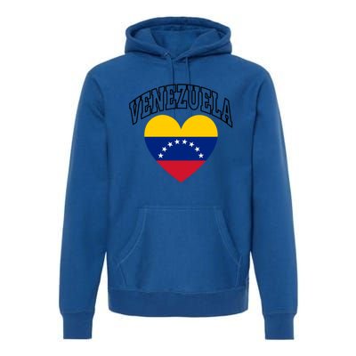 Retro Venezuela Flag Athletic Sport Heart Meaningful Gift Premium Hoodie