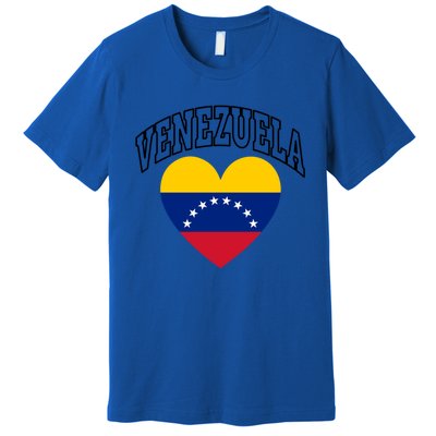 Retro Venezuela Flag Athletic Sport Heart Meaningful Gift Premium T-Shirt