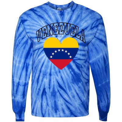 Retro Venezuela Flag Athletic Sport Heart Meaningful Gift Tie-Dye Long Sleeve Shirt