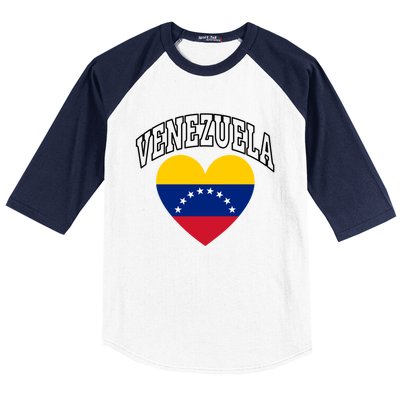 Retro Venezuela Flag Athletic Sport Heart Meaningful Gift Baseball Sleeve Shirt