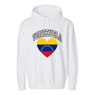 Retro Venezuela Flag Athletic Sport Heart Meaningful Gift Garment-Dyed Fleece Hoodie