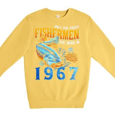 Retro Vintage Fisherman Are Born In 1967 Fishing Birthday Premium Crewneck Sweatshirt