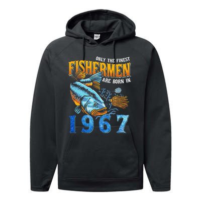 Retro Vintage Fisherman Are Born In 1967 Fishing Birthday Performance Fleece Hoodie