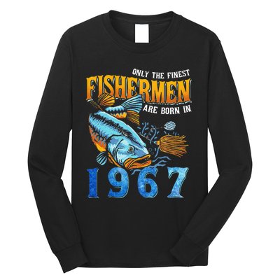 Retro Vintage Fisherman Are Born In 1967 Fishing Birthday Long Sleeve Shirt