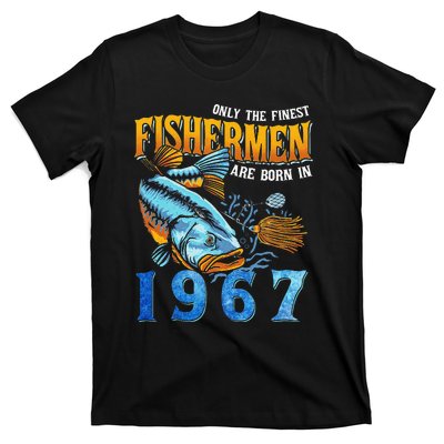 Retro Vintage Fisherman Are Born In 1967 Fishing Birthday T-Shirt