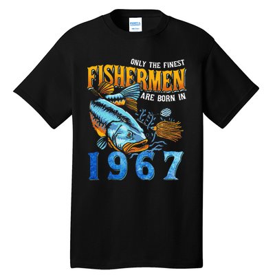 Retro Vintage Fisherman Are Born In 1967 Fishing Birthday Tall T-Shirt