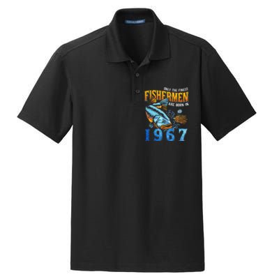 Retro Vintage Fisherman Are Born In 1967 Fishing Birthday Dry Zone Grid Polo