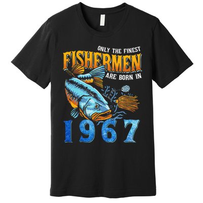 Retro Vintage Fisherman Are Born In 1967 Fishing Birthday Premium T-Shirt