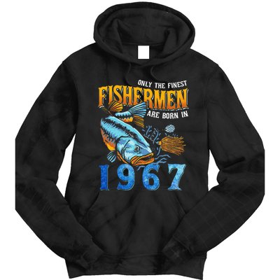 Retro Vintage Fisherman Are Born In 1967 Fishing Birthday Tie Dye Hoodie