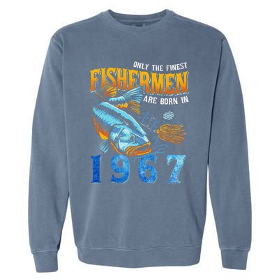 Retro Vintage Fisherman Are Born In 1967 Fishing Birthday Garment-Dyed Sweatshirt