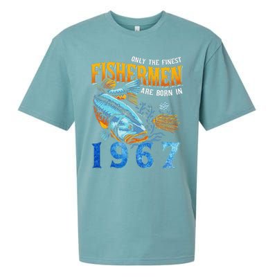 Retro Vintage Fisherman Are Born In 1967 Fishing Birthday Sueded Cloud Jersey T-Shirt