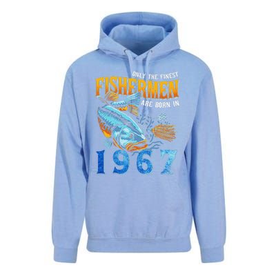 Retro Vintage Fisherman Are Born In 1967 Fishing Birthday Unisex Surf Hoodie