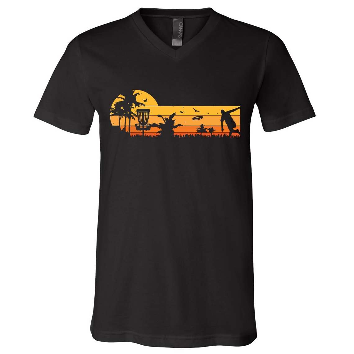 Retro Vintage Frisbee Golf Player Design | Disc Golf V-Neck T-Shirt