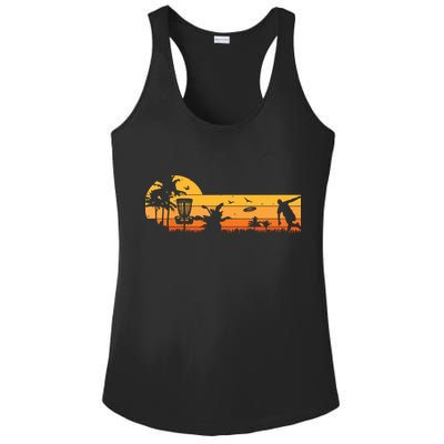 Retro Vintage Frisbee Golf Player Design | Disc Golf Ladies PosiCharge Competitor Racerback Tank