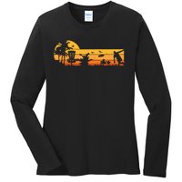 Retro Vintage Frisbee Golf Player Design | Disc Golf Ladies Long Sleeve Shirt