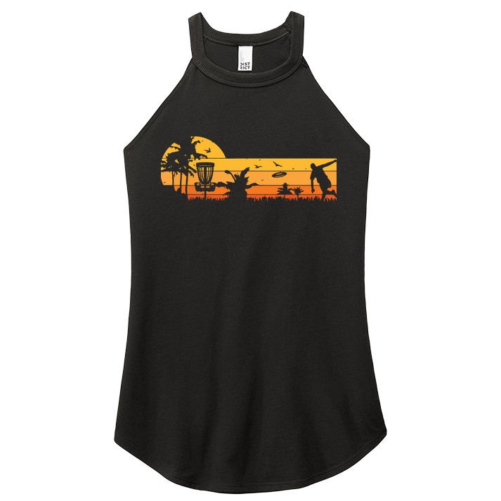 Retro Vintage Frisbee Golf Player Design | Disc Golf Women's Perfect Tri Rocker Tank