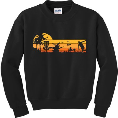 Retro Vintage Frisbee Golf Player Design | Disc Golf Kids Sweatshirt