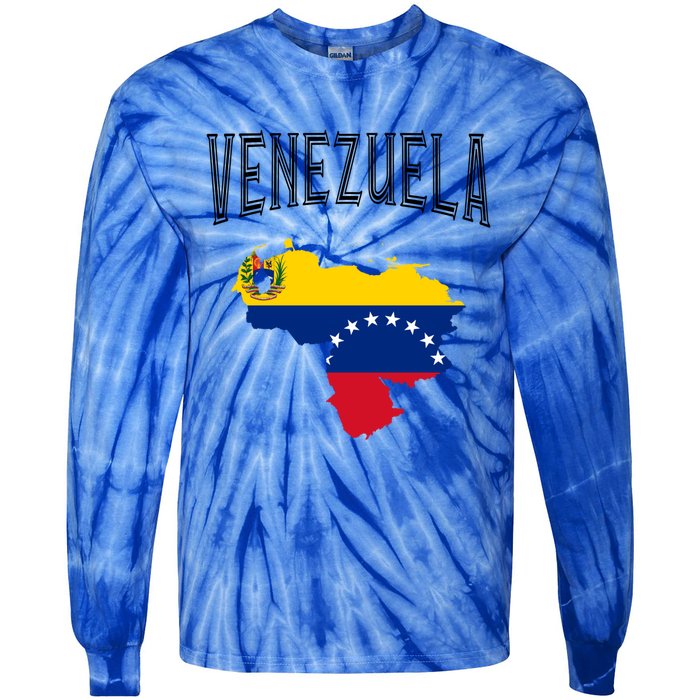 Retro Venezuela Flag Vintage Throwback Athletic Meaningful Gift Tie-Dye Long Sleeve Shirt