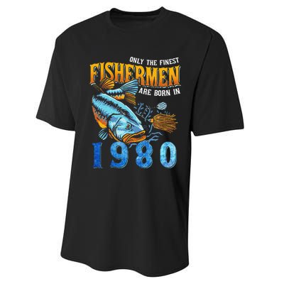 Retro Vintage Fisherman Are Born In 1980 Fishing Birthday Performance Sprint T-Shirt