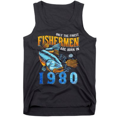 Retro Vintage Fisherman Are Born In 1980 Fishing Birthday Tank Top