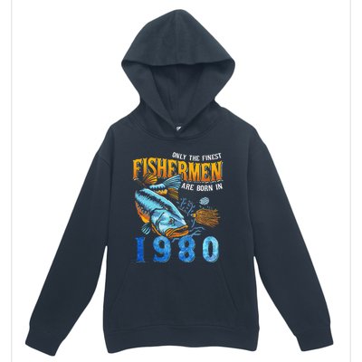 Retro Vintage Fisherman Are Born In 1980 Fishing Birthday Urban Pullover Hoodie