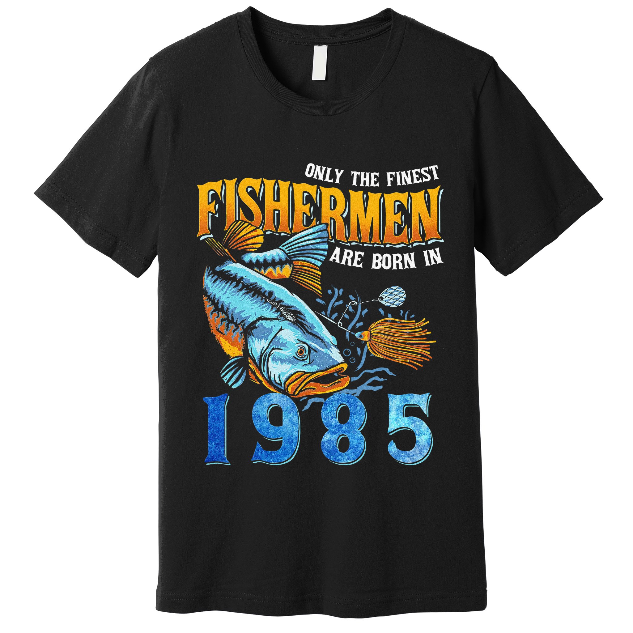 Retro Vintage Fisherman Are Born In 1985 Fishing Birthday Premium T-Shirt