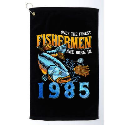 Retro Vintage Fisherman Are Born In 1985 Fishing Birthday Golf Towel