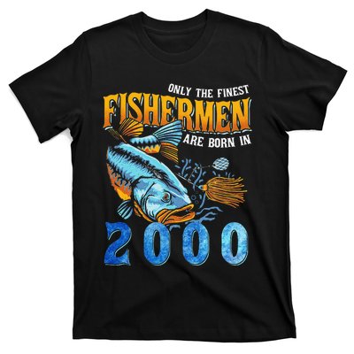 Retro Vintage Fisherman Are Born In 2000 Fishing Birthday T-Shirt