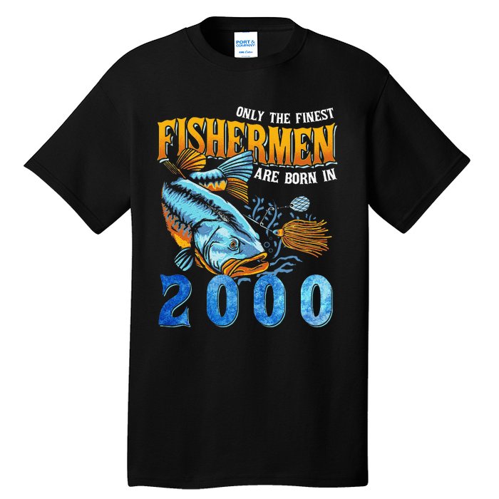 Retro Vintage Fisherman Are Born In 2000 Fishing Birthday Tall T-Shirt