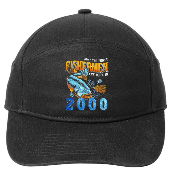 Retro Vintage Fisherman Are Born In 2000 Fishing Birthday 7-Panel Snapback Hat