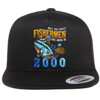 Retro Vintage Fisherman Are Born In 2000 Fishing Birthday Flat Bill Trucker Hat