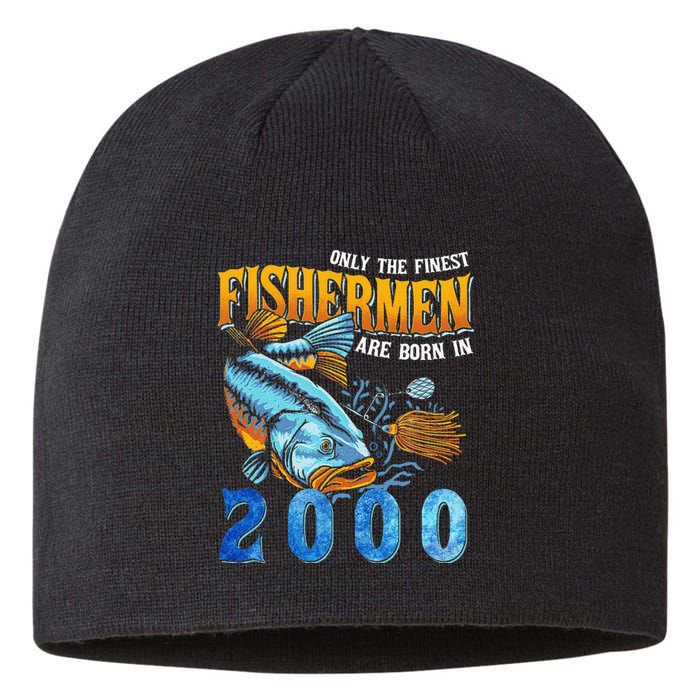 Retro Vintage Fisherman Are Born In 2000 Fishing Birthday Sustainable Beanie