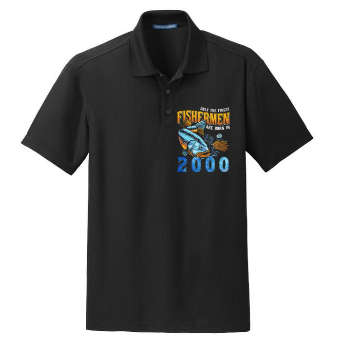 Retro Vintage Fisherman Are Born In 2000 Fishing Birthday Dry Zone Grid Polo