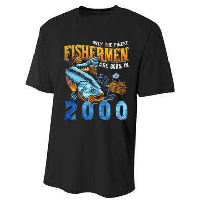 Retro Vintage Fisherman Are Born In 2000 Fishing Birthday Performance Sprint T-Shirt