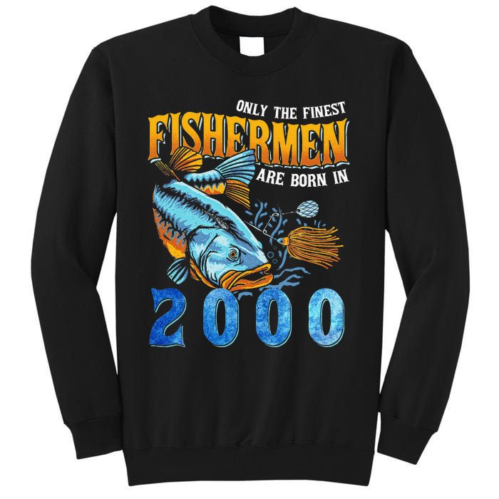 Retro Vintage Fisherman Are Born In 2000 Fishing Birthday Tall Sweatshirt