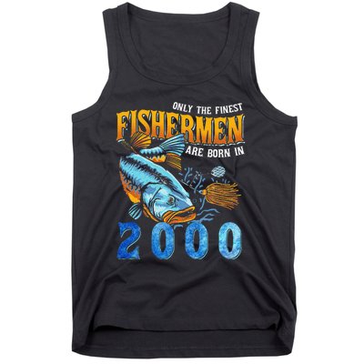 Retro Vintage Fisherman Are Born In 2000 Fishing Birthday Tank Top