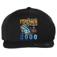 Retro Vintage Fisherman Are Born In 2000 Fishing Birthday Wool Snapback Cap